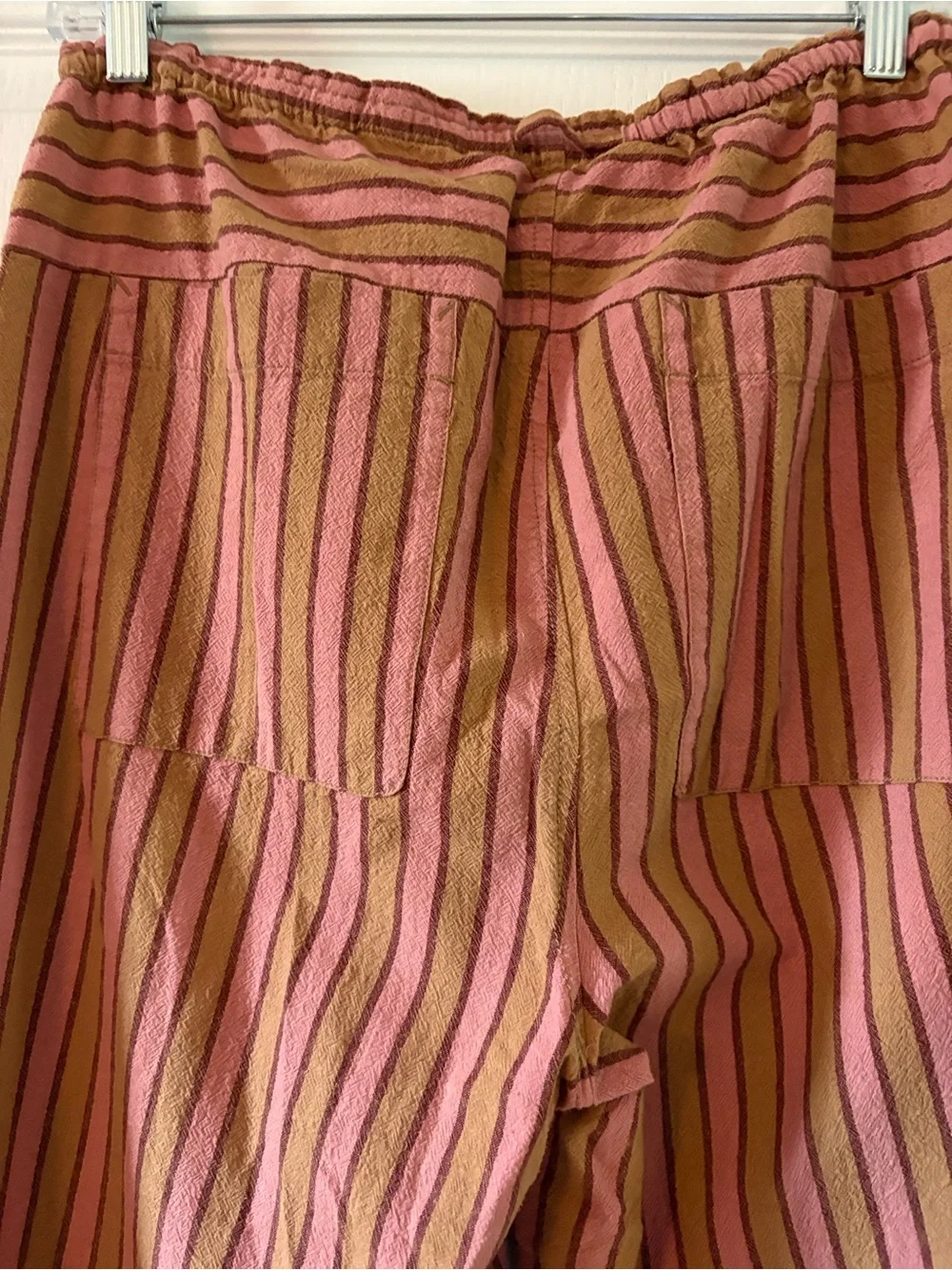 Free People Pink & Tan Striped Drawstring Pants